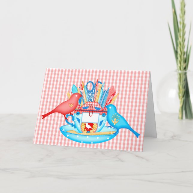 Fåglar till ett luddfartyg tillsammans med vikt ko kort (Framsida)