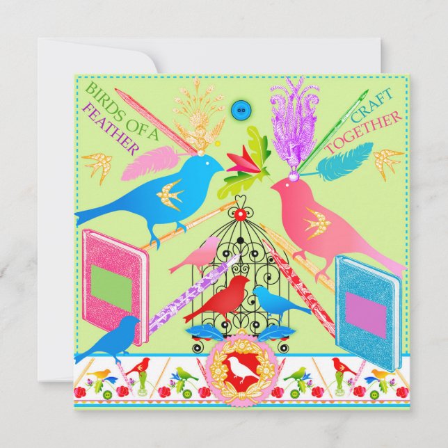 Fåglar till ett luddfartyg tillsammans - platta ko julkort (Framsida)