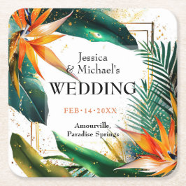 Fåglar till Paradise Bliss Underlägg Papper Kvadrat