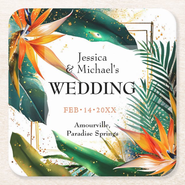 Fåglar till Paradise Bliss Underlägg Papper Kvadrat (Framsidan)