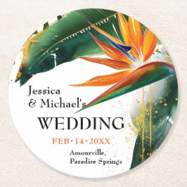 Fåglar till Paradise Bliss Underlägg Papper Rund