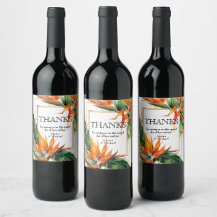 Fåglar till Paradise Bliss Vinflaska Etikett