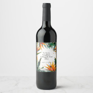 Fåglar till Paradise Bliss Vinflaska Etikett