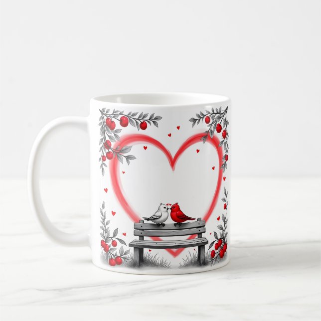 Fåglar till Valentindagen Kaffemugg (Vänster)