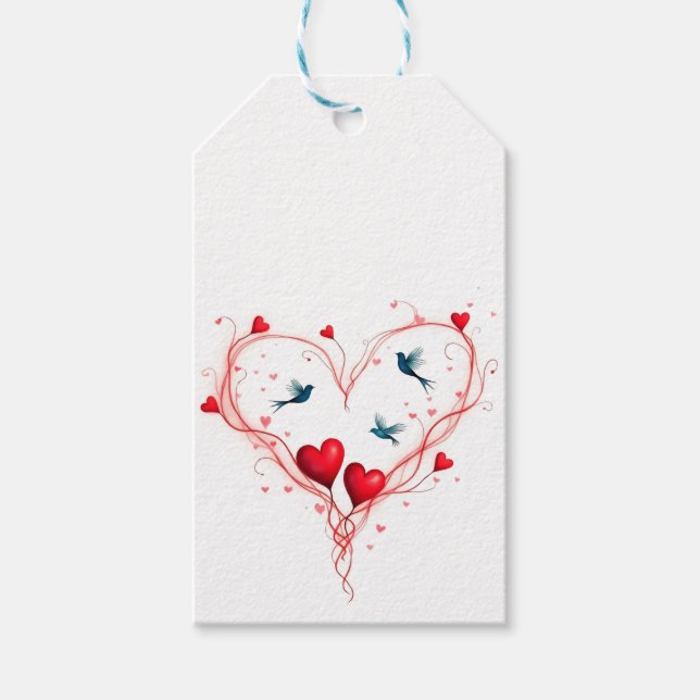 Fåglar till Valentindagen Presentetikett (Framsidan)