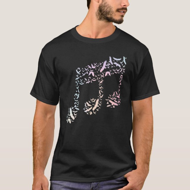 Fåglar Treble Clef T Shirt (Framsida)