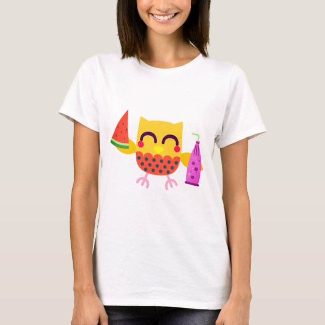 Fåglar, Ugglor, Cute Uggla Bilder T Shirt (Framsida)