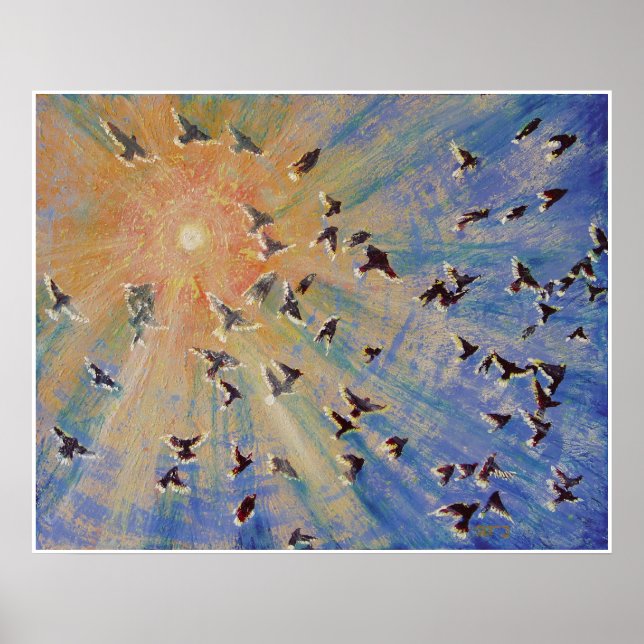 Fåglar under flygning poster (Framsidan)