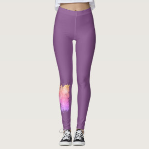 Fåglar utanför tråd - Plum med persika och Rosa Leggings