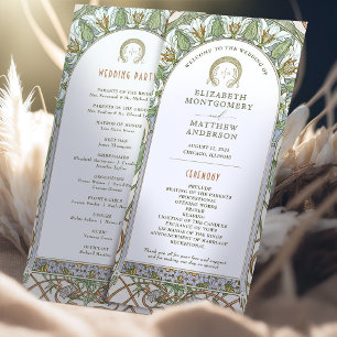 Fåglar vid Paradise Bröllopsprogram Art nouveau Program