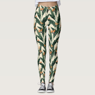 Fåglar vid Paradise Plant Mönster Leggings