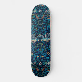 Fåglar (Vintage Blommönster) (av William Morris) Mini Skateboard Bräda 18,5 Cm