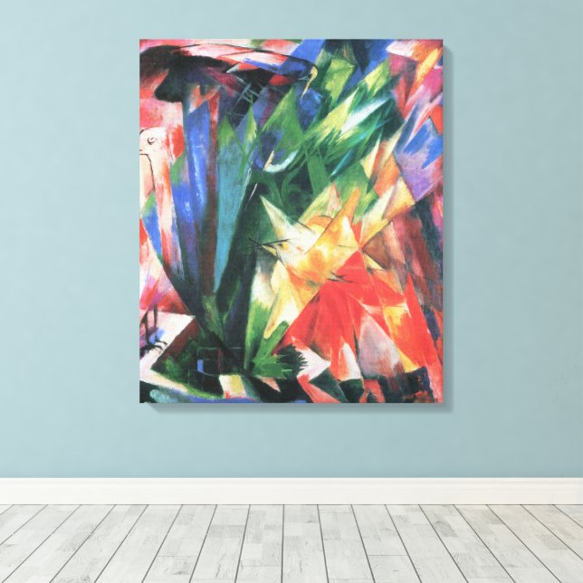 Fåglar (Vogel) av Franz Marc, gammal kubistisk kon Canvastryck (Insitu (trägolv))