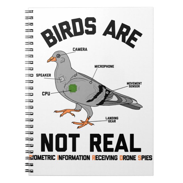 Fåglarna är inte äkta Spy Pigeon-munnen Anteckningsbok (Framsidan)