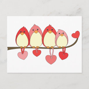 Fåglarna på Valentines day Helg Vykort