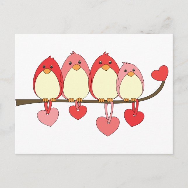 Fåglarna på Valentines day Helg Vykort (Framsida)