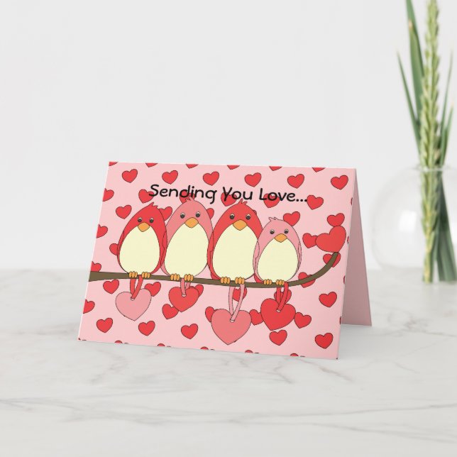 Fåglarna på Valentines day Helgkort (Framsida)