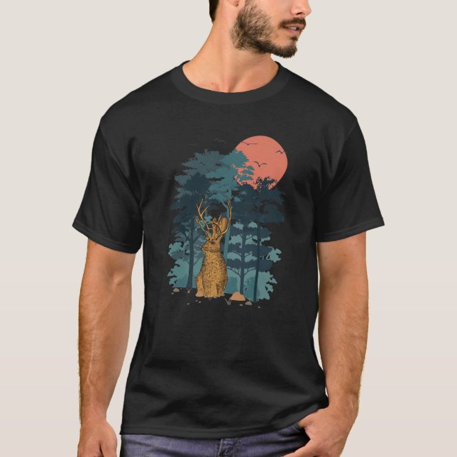 Fåglarna vid jakkanberget Gräs Träd vid Himlar fly T Shirt (Framsida)