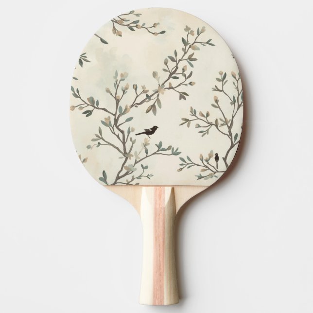 Fågrens vattenfärg beige naturmålning pingisracket (Framsidan)