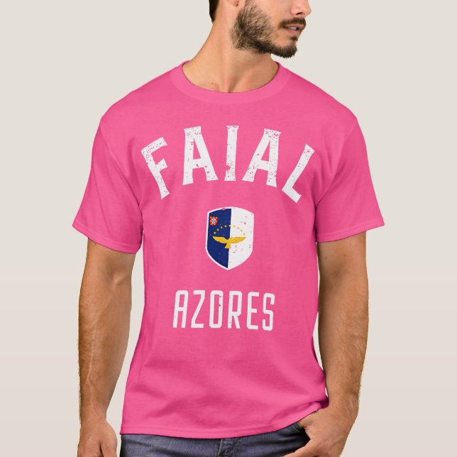 Faial Azorerna Flagga T Shirt (Framsida)