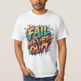 Fail But Never Quit – Graffiti Style Motivational  T Shirt