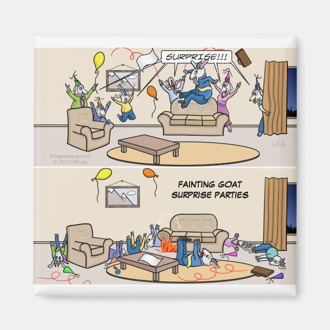 Fainting Goat Surprise Party Magnet (Framsidan)