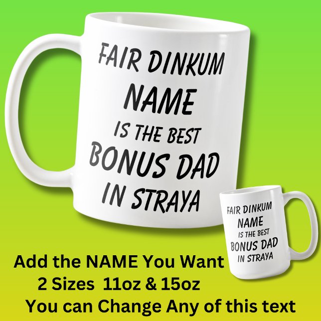 Fair Dinkum NAMN BEST BONUS PAPPA Straya (Australi Kaffemugg (Skapare uppladdad)
