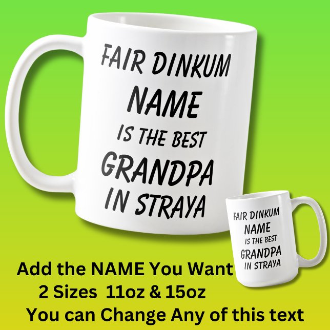Fair Dinkum NAMN BEST GRANDPA Straya (Australien) Kaffemugg (Skapare uppladdad)