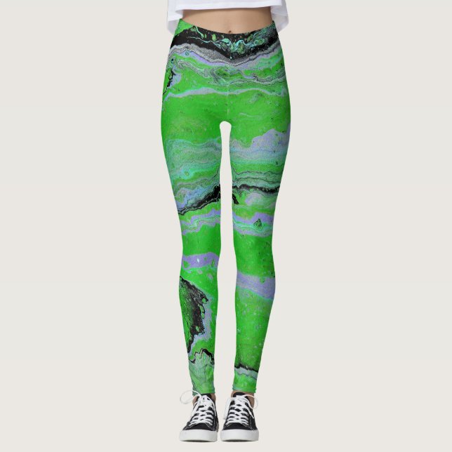 Fair Game 1 Cool Green Abstrakt Leggings (Framsida)