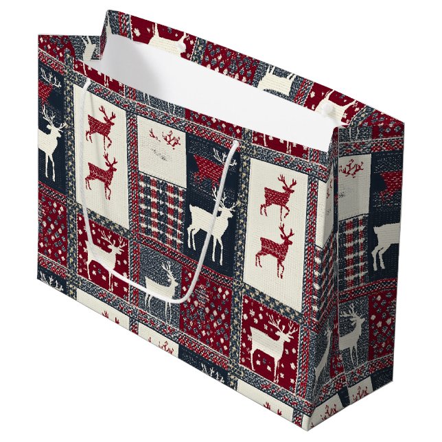 Fair Isle Knsigned Patchwork | Rustiska renar (2) (Framsidan Vinklad)