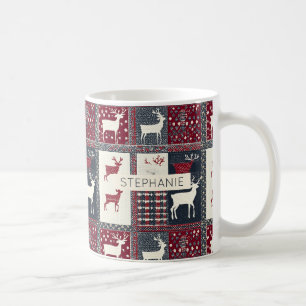 Fair Isle Knsigned Patchwork Rustiska renar (2) Kaffemugg