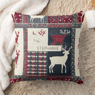 Fair Isle Knsigned Patchwork Rustiska renar (2) Kudde