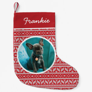 Fair Isle Red jul Pet Photo Liten Julstrumpa