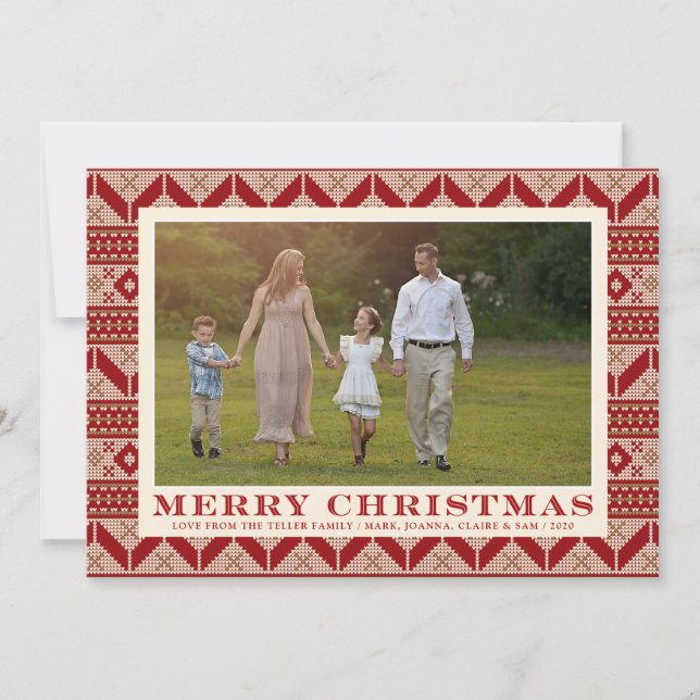 Fair Isle-stickat tröjmönster jul Kort (Framsida)
