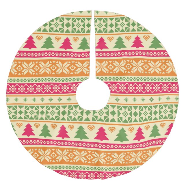 Fair Isle Stil jul, sömlös Julgransmatta Borstad Polyester (Framsidan)