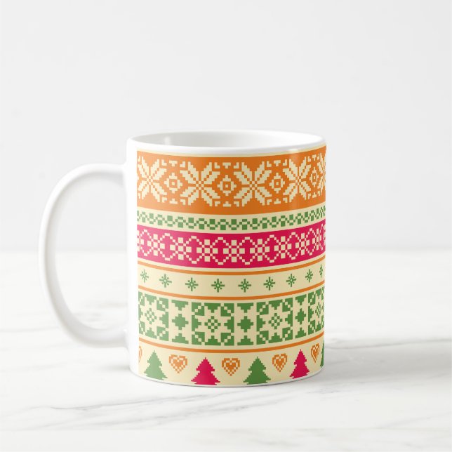 Fair Isle Stil jul, sömlös Kaffemugg (Vänster)