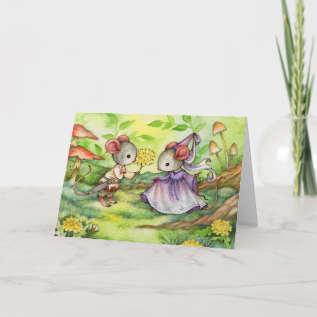 Fair Maiden - Cute Medieval Mouse Art Card Kort (Framsida)