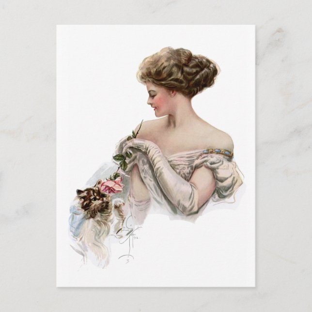 Fair Maiden Teases a Kitten Vykort (Framsida)