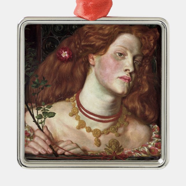 Fair Rosamund (Elegant och vackert Rödhårig, kvinn Julgransprydnad Metall (Framsidan)