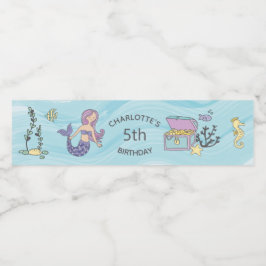 Fair Skin Lila Sjöjungfru Birthday Vattenflaskor Etikett