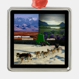 Fairbanks, Alaska Collage Julgransprydnad Metall