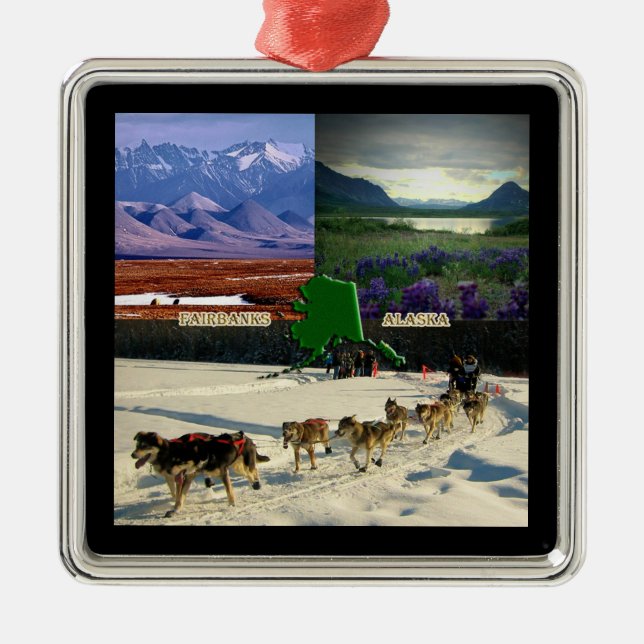 Fairbanks, Alaska Collage Julgransprydnad Metall (Framsidan)
