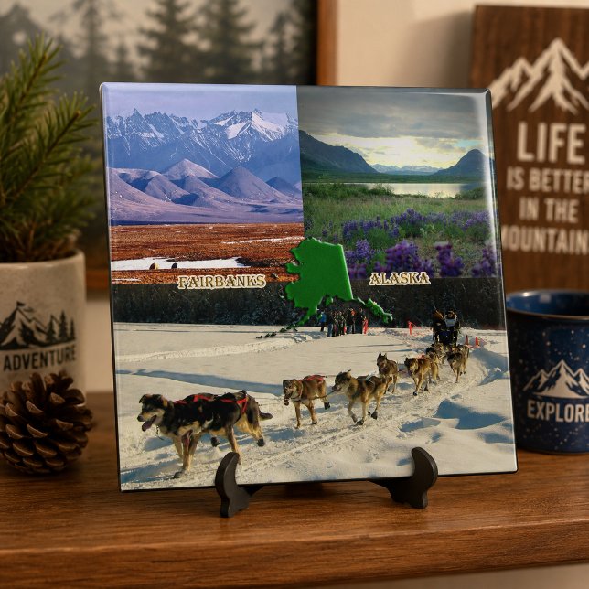 Fairbanks, Alaska Collage Kakelplatta (Fairbanks, Alaska Collage Ceramic Tile)
