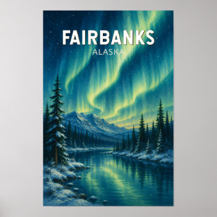 Fairbanks Alaska Illustration Resa Konst Vintage Poster