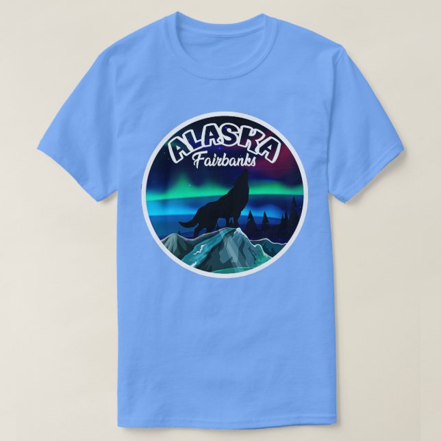 Fairbanks Alaska Northern Ljus Varg TShirt T Shirt (Design framsida)
