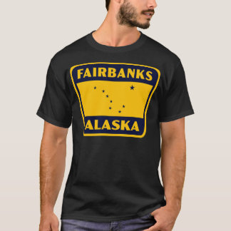 Fairbanks Alaska Retro Badge Blue T Shirt