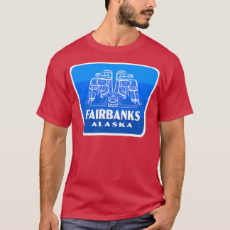 Fairbanks Alaska Retro Bird Badge Blue T Shirt