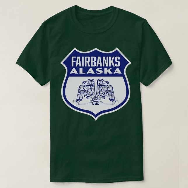 Fairbanks Alaska Retro Bird Shield Blue T Shirt (Design framsida)