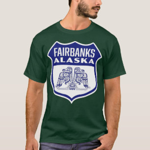 Fairbanks Alaska Retro Bird Shield Blue T Shirt