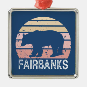 Fairbanks Alaska Retro Björn Julgransprydnad Metall